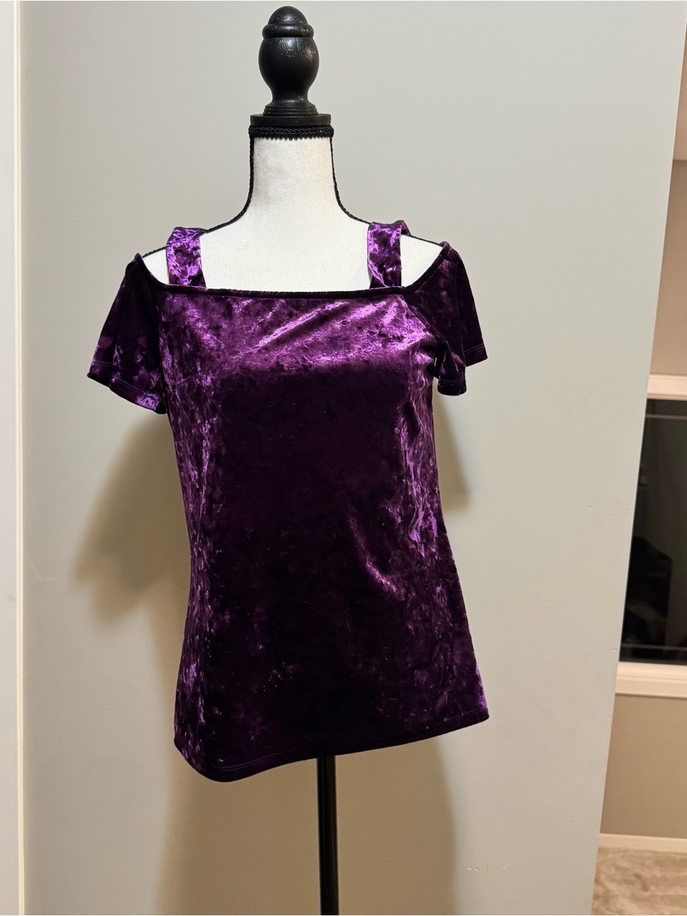 INC Velvet Cold-Shoulder Top in Deep Purple